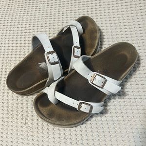 Birkenstock Size 36 Mayari Birko-Flor Toe Loop Sandals White